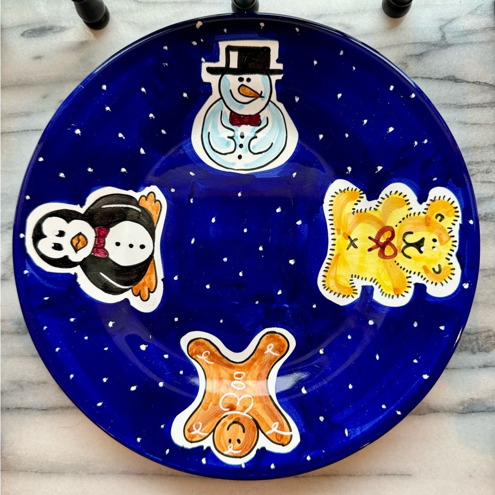 Starbucks Christmas Holiday Deruta Italy Hand Painted 8.5” Ceramic Cookie Plate